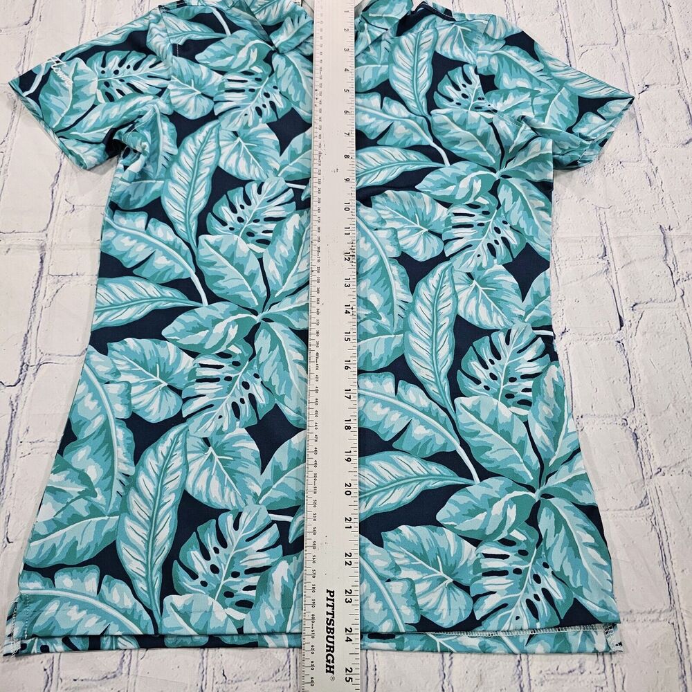Kenny Flowers Teal & Navy Tropical Leaf Polo - Picture 2 of 10